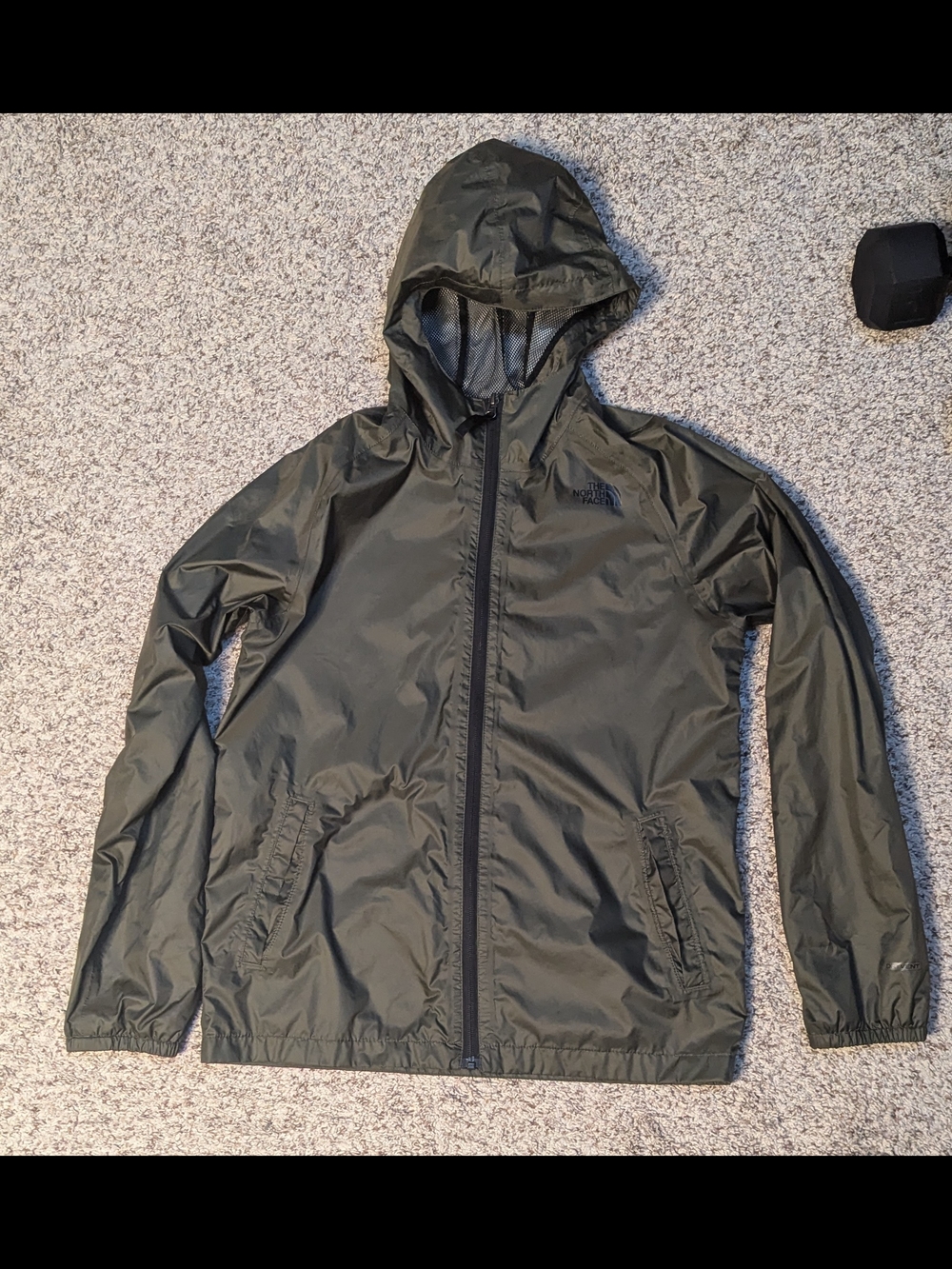 The North Face Big Boy's Olive Green Hooded Rain Jacket size XL